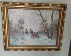 peinture : paysage d'hiver, traîneau à chevaux, Antiquités & Art, Art | Peinture | Classique, Enlèvement
