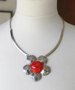 Vintage flower power ketting & hanger ! Prachtig, Verzenden, Oranje, Zo goed als nieuw, Steen of Mineraal