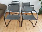 Vier BREUER stoelen in leer en staal, Ophalen, Gebruikt, Bauhaus, Metaal