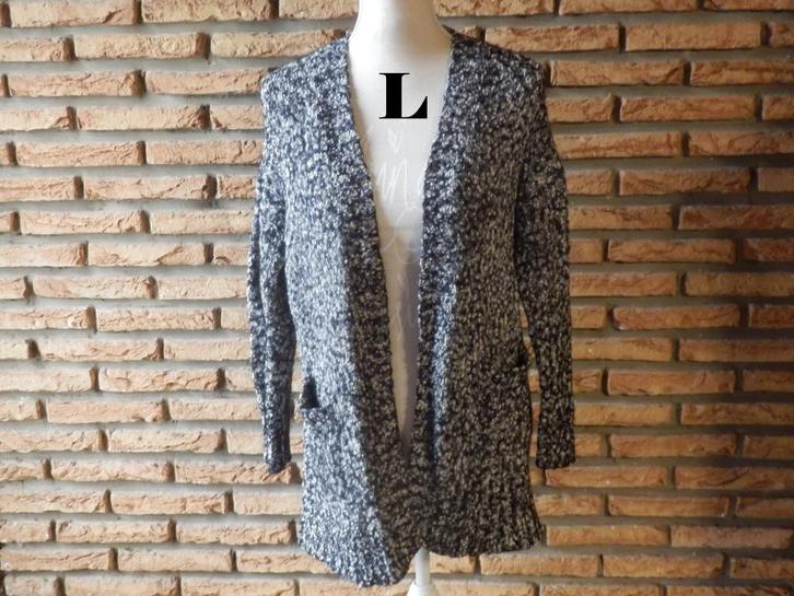 (45)- gilet femme t.L noir gris - lolaliza -, Kleding | Dames, Truien en Vesten, Zo goed als nieuw, Maat 38/40 (M), Zwart, Ophalen of Verzenden