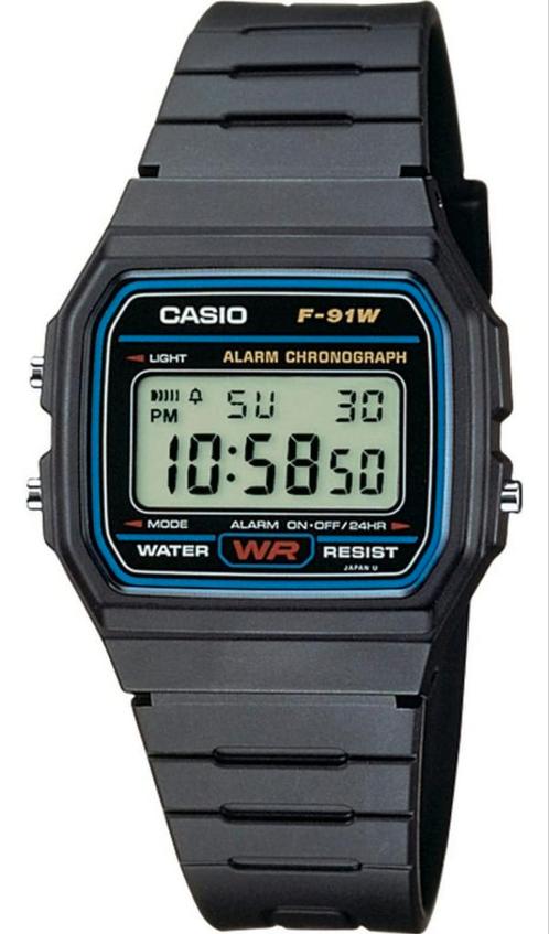 CASIO F91W UNISEX vintage horloge, Handtassen en Accessoires, Horloges | Heren, Nieuw, Polshorloge, Casio, Kunststof, Kunststof