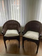 Rotan stoeltjes 2 of 4 stuks donkerbruin, Huis en Inrichting, Fauteuils, Ophalen, Zo goed als nieuw, Riet of Rotan