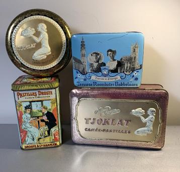 4 vintage blikken dozen (kan ook per stuk) beschikbaar voor biedingen