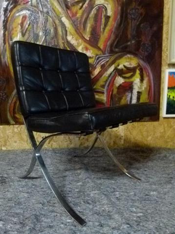 vintage barcelona chair stoel echt leder beschikbaar voor biedingen