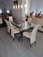 Glazen tafel + stoelen, Huis en Inrichting, Tafels | Bijzettafels, Ophalen