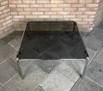 Vintage Bauhaus Salontafel Rookglas Jaren 70 Space Age, Gebruikt, 50 tot 100 cm, Vierkant, 50 tot 100 cm