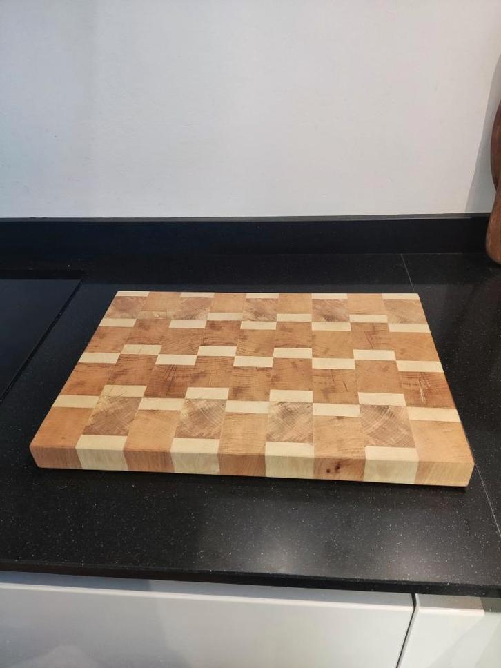 Luxe nieuwe snijplank in beuken en essen kopshout! handmade!, Huis en Inrichting, Keuken | Keukenbenodigdheden, Nieuw, Ophalen of Verzenden