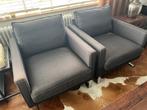 fauteuil in stof blauw-grijs, Ophalen, 75 tot 100 cm, Zo goed als nieuw, Metaal