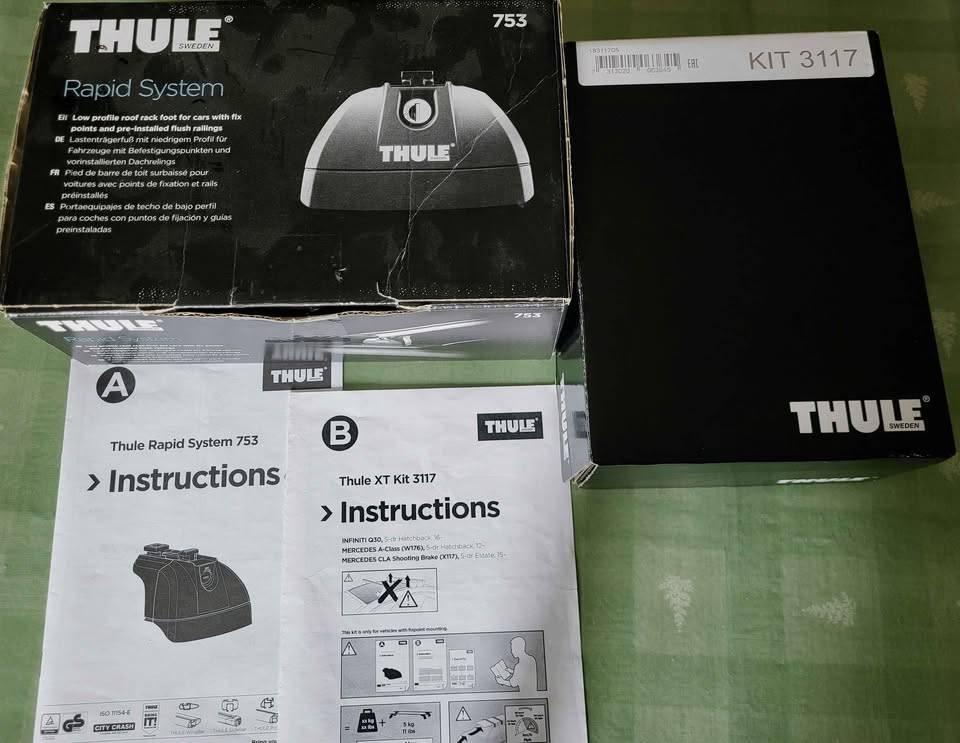 Kit Thule 753 + 183117, Autos : Divers, Porte-bagages, Comme neuf, Enlèvement ou Envoi