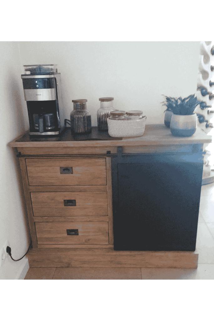 koffiecorner meubel teak met metalen deur, Huis en Inrichting, Kasten | Overige, Nieuw, Ophalen of Verzenden