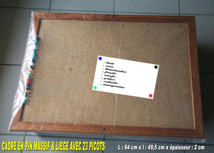 pêle-mêle : cadre en pin massif et fond en liège, Maison & Meubles, Accessoires pour la Maison | Cadres, Utilisé, 50 à 75 cm, Moins de 50 cm