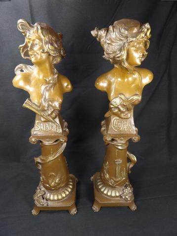Paar grote antieke Art Nouveau bustes beschikbaar voor biedingen