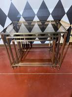 Vintage bijzettafeltjes, Huis en Inrichting, Ophalen, Gebruikt, Glas