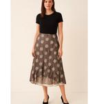 Phase Eight  jupe longue plissée taille L + motif fleuri, Taille 42/44 (L), Enlèvement ou Envoi, Comme neuf, Brun