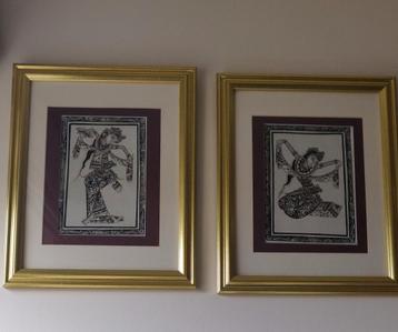 Thaise schilderij op ruwe zijde  beschikbaar voor biedingen