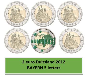 2 euros Allemagne 2012 Bayern 5 lettres