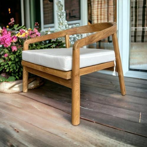 Houten XL diepe lounge tuinstoel met kussen, Tuin en Terras, Tuinstoelen, Nieuw, Hout, Ophalen