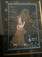 Indische tekening op doek mooi ingekaderd, Huis en Inrichting, Zo goed als nieuw