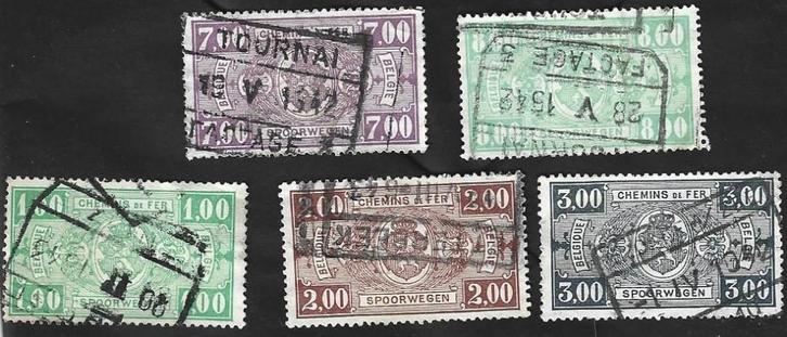 5 Rijkswapen ovaal België 1941 Gewijzigde kleuren Spoorweg, Postzegels en Munten, Postzegels | Europa | België, Gestempeld, Frankeerzegel