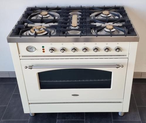 ️ ☘️ Luxe Fornuis Boretti 90 cm crème + rvs 5 pits 1 oven, Elektronische apparatuur, Fornuizen, Zo goed als nieuw, Vrijstaand