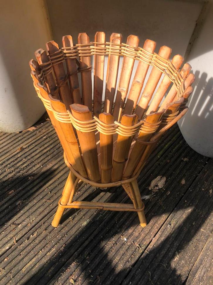 vintage boho rotan bloembak, Antiek en Kunst, Curiosa en Brocante, Ophalen of Verzenden