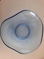 Vintage blauwe glazen schaal, Ophalen of Verzenden