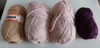 3 bollen wol 95% 100 g kleur roze + beige + bordeaux, Ophalen, Nieuw
