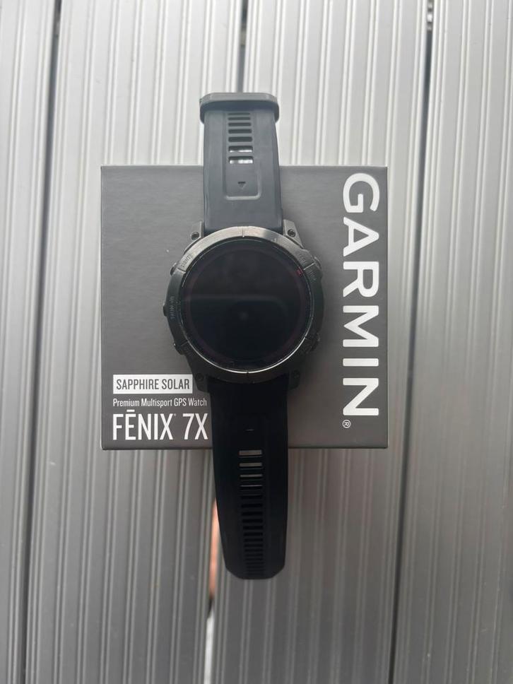 Garmin Fenix 7X Sapphire Solar, Handtassen en Accessoires, Sporthorloges, Zo goed als nieuw, Android, Zwart, Afstand, Calorieverbanding