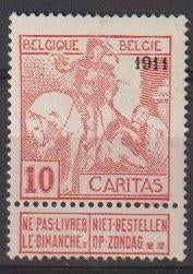 België 1911 nr. 98**, Postzegels en Munten, Verzenden, Postfris, Postfris