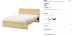 Ikea bed onderstel MALM beuk, Huis en Inrichting, 180 cm, Gebruikt, Bruin, Hout