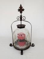 Windlicht met dikke stompkaars (lange brandduur), Gebruikt, 25 tot 50 cm, Ophalen of Verzenden, Metaal