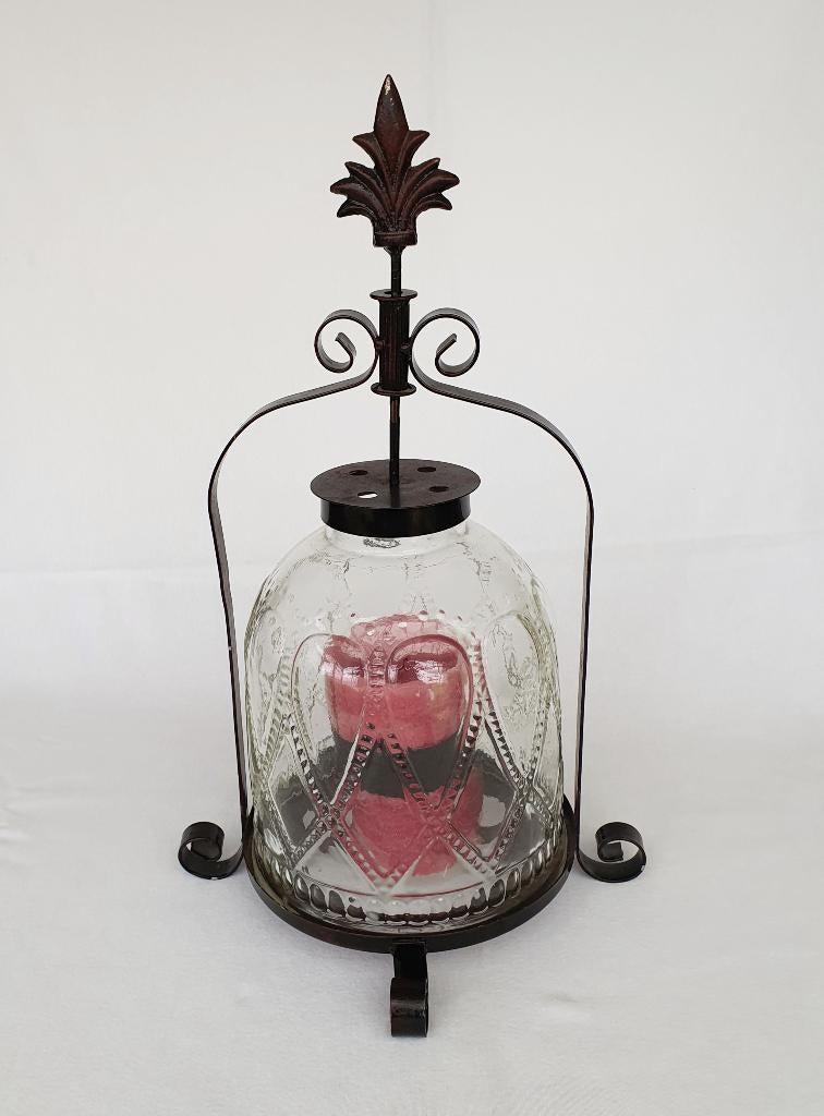 Windlicht met dikke stompkaars (lange brandduur), Maison & Meubles, Accessoires pour la Maison | Bougeoirs & Bougies, Utilisé