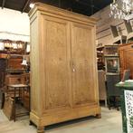Hoge BLANK eiken Antieke Louis Philippe linnenkast H 231, Antiek en Kunst, Ophalen