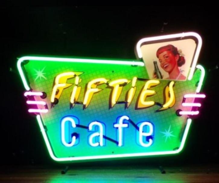 Fifties cafe neon en veel andere leuke USA decoratie neons, Verzamelen, Merken en Reclamevoorwerpen, Nieuw, Lichtbak of (neon) lamp