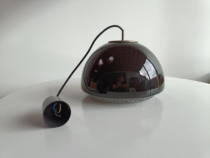 Retro vintage hanglamp Murano glas zwart, Huis en Inrichting, Lampen | Hanglampen, Gebruikt, Minder dan 50 cm, Glas, Ophalen