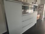 LICHT IJSBLAUWE KEUKEN MET EILAND, Ophalen, Staal of Inox, Wit, Dubbelwandige keuken