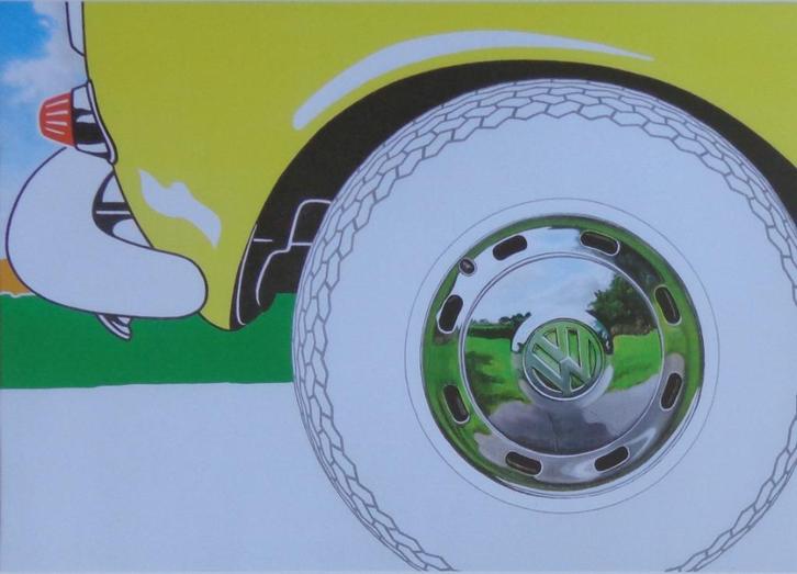 ANTOON DE CLERCK / AUTOWIELDEKSEL / KLEURZEEFDRUK / 63x93cm, Antiek en Kunst, Kunst | Litho's en Zeefdrukken, Ophalen