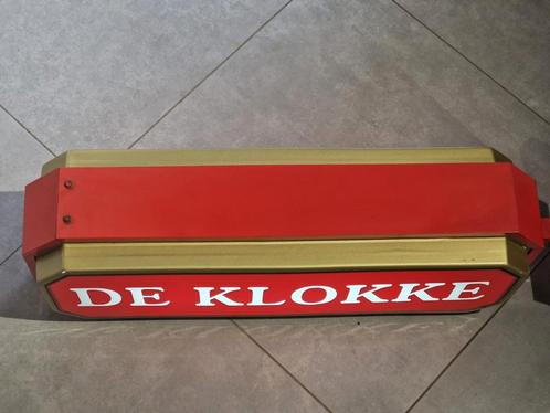 De Klokke , dubbelzijdige verlichting voor cafe , man cave ,, Verzamelen, Biermerken, Zo goed als nieuw, Ophalen of Verzenden