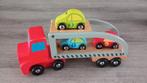 houtenVrachtwagen met 3 auto's, Kinderen en Baby's, Speelgoed |Speelgoedvoertuigen, Ophalen of Verzenden, Zo goed als nieuw