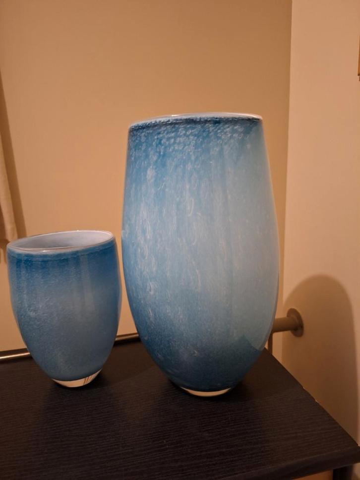 Mooie set vazen, Huis en Inrichting, Woonaccessoires | Vazen, Zo goed als nieuw, Blauw, Glas, Ophalen