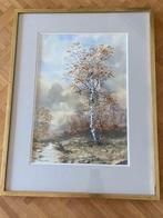 Originele aquarel Herfst met berk - Pierre Chariot 1987, Ophalen