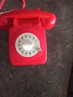 Rode retro telefoon met draaischijf  100%werkend, Ophalen, Met draaischijf