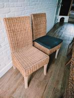2 rieten stoelen met kussen., Huis en Inrichting, Stoelen, Ophalen, Gebruikt, Riet of Rotan, Landelijk