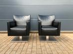 2x zwart lederen Jori Kubolo bijzet zeteltjes ZGAN!!, Huis en Inrichting, Ophalen of Verzenden, Leolux durlet rolf benz relax natuzzi xooon stressless himolla