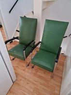 set van 2 retro zetels chroom met groen., Huis en Inrichting, Ophalen, Gebruikt, Leer