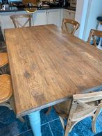 Landelijke, eiken keukentafel en stoelen te koop, Huis en Inrichting, Ophalen, Gebruikt, Eikenhout, 50 tot 100 cm