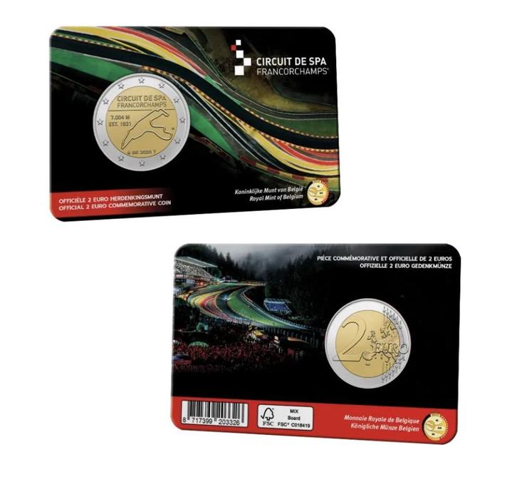 2 euro Belgie 2025 - Spa-Francorchamps (BU in NL coincard), Postzegels en Munten, Munten | Europa | Euromunten, Setje, 2 euro