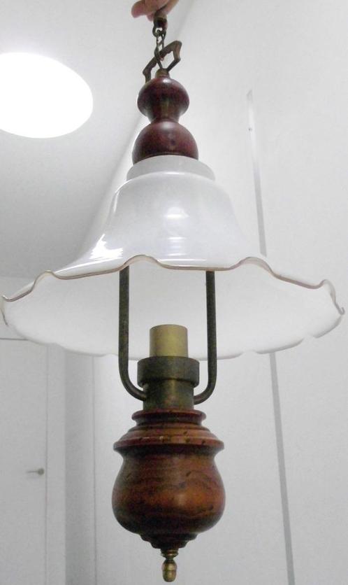 Hangkroonluchter Quinquet, Huis en Inrichting, Lampen | Kroonluchters, Zo goed als nieuw, Glas, Metaal, Ophalen