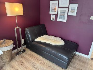 IKEA KIVIK chaise longue – dik leder, donkerbruin beschikbaar voor biedingen
