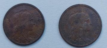 Deux pièces de monnaies de 2 centimes  1900 Dupuis rare